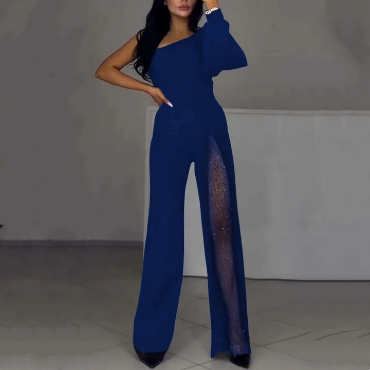 Azlina - One Shoulder Flared Jampsuit