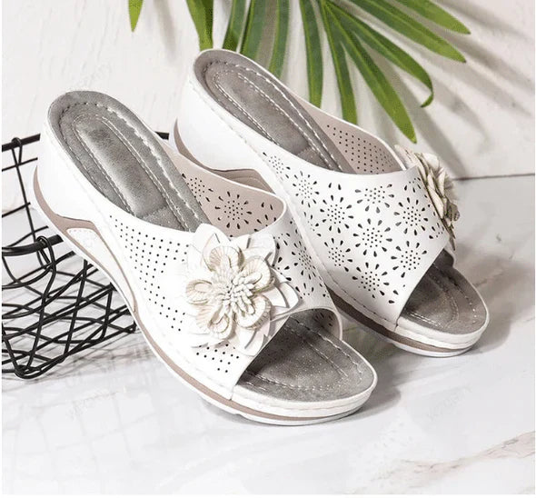 Pieterse - Orthopedic Wedge Sandals Floral Cutout
