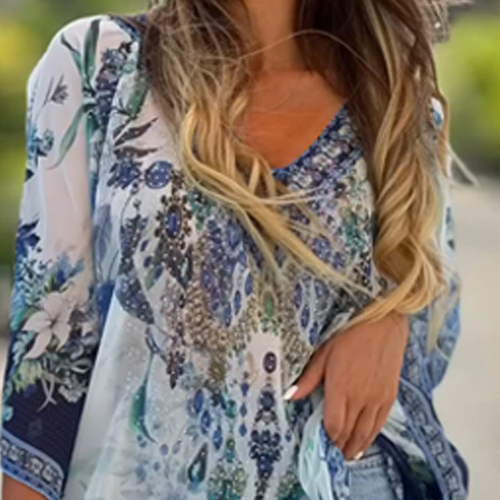 Joleena - Loose V-Neck Asymmetrical Dress