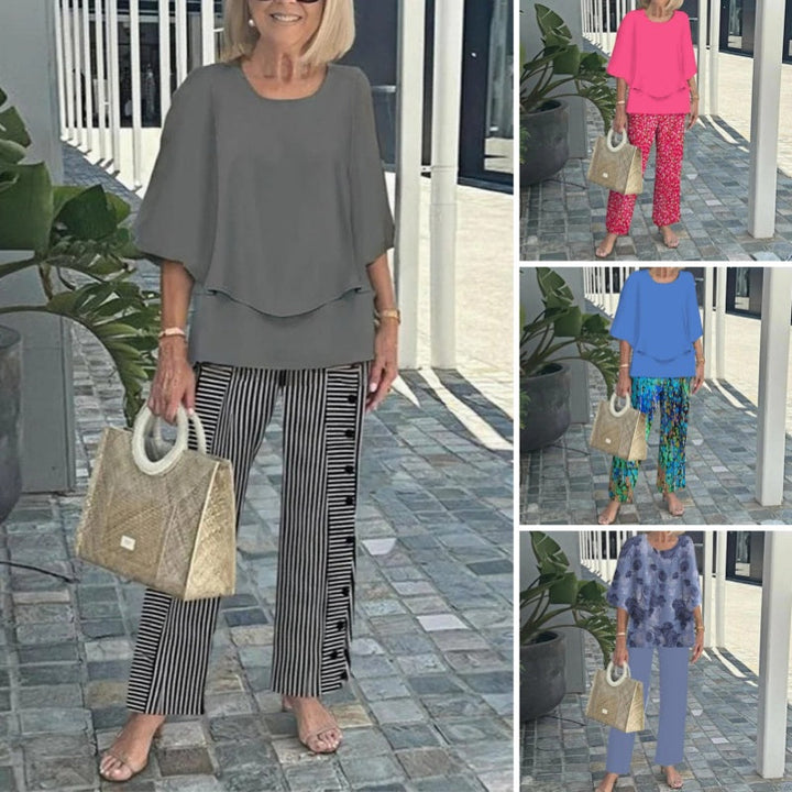 Laetitaa - Casual Half Sleeves Two Piece Printed Suit