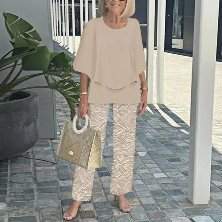 Laetitaa - Casual Half Sleeves Two Piece Printed Suit