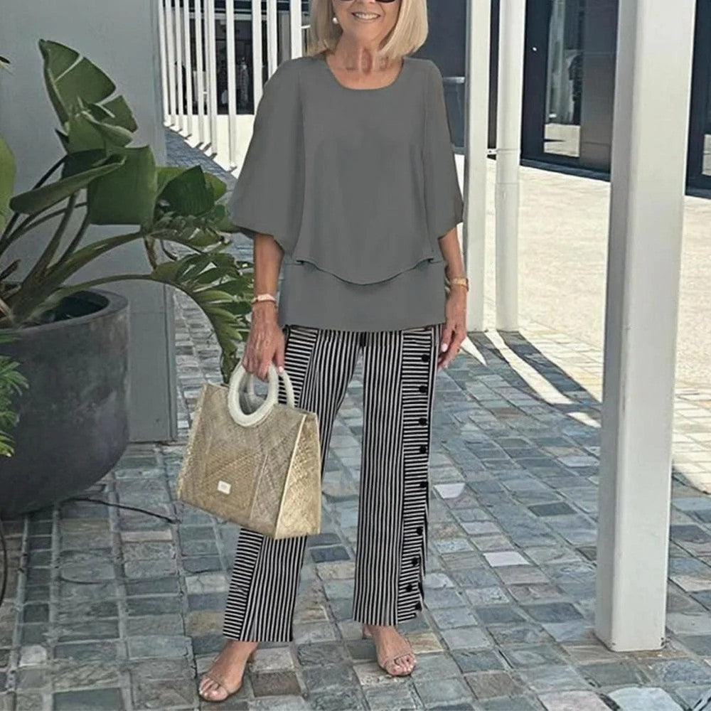 Laetitaa - Casual Half Sleeves Two Piece Printed Suit