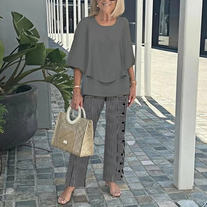 Laetitaa - Casual Half Sleeves Two Piece Printed Suit