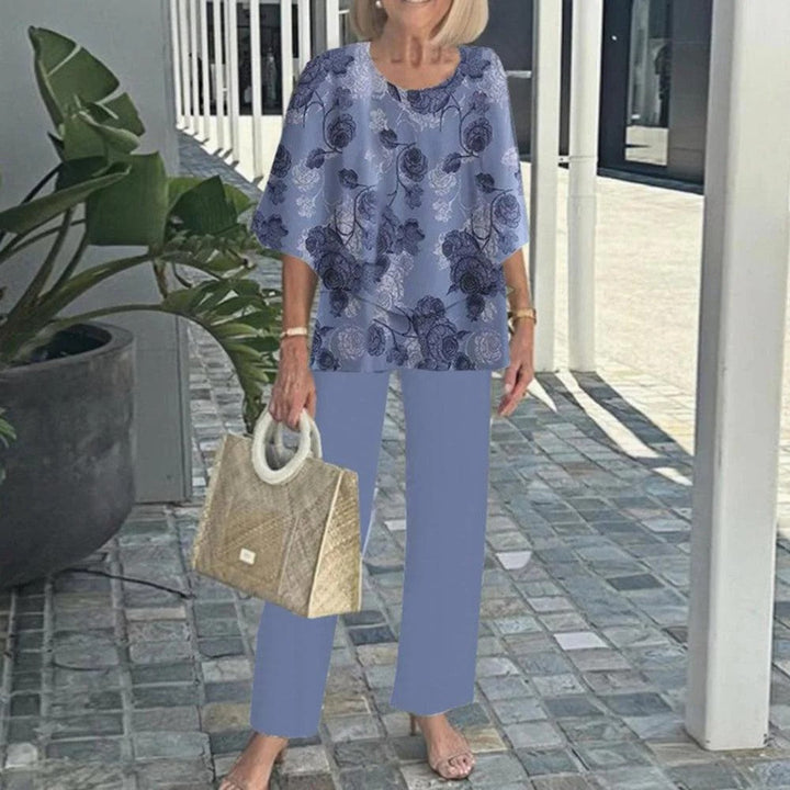 Laetitaa - Casual Half Sleeves Two Piece Printed Suit