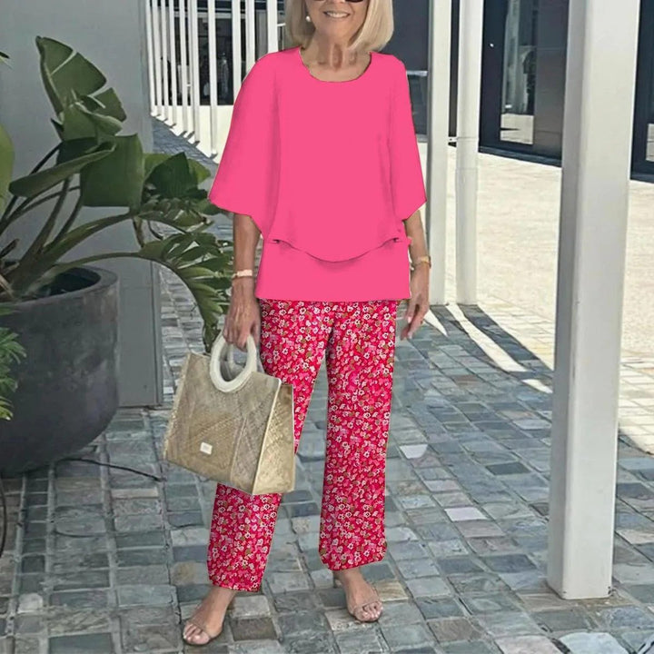 Laetitaa - Casual Half Sleeves Two Piece Printed Suit