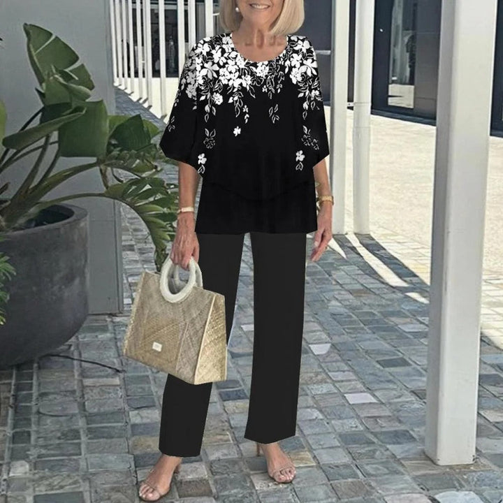 Laetitaa - Casual Half Sleeves Two Piece Printed Suit