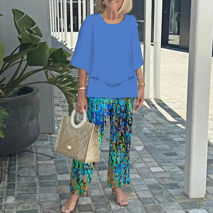 Laetitaa - Casual Half Sleeves Two Piece Printed Suit