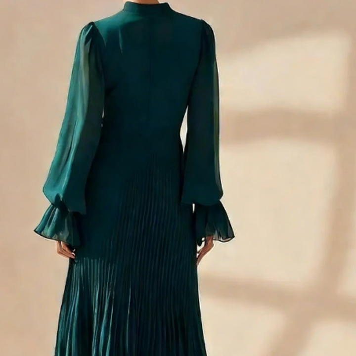 Daryna - Pleated Midi Dress With Keyhole Neckline
