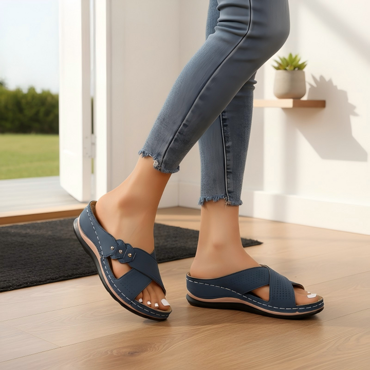 Shawen - Casual Cross Strap Wedge Sandals