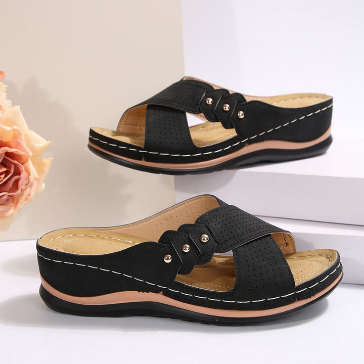 Shawen - Casual Cross Strap Wedge Sandals