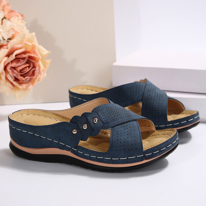 Shawen - Casual Cross Strap Wedge Sandals