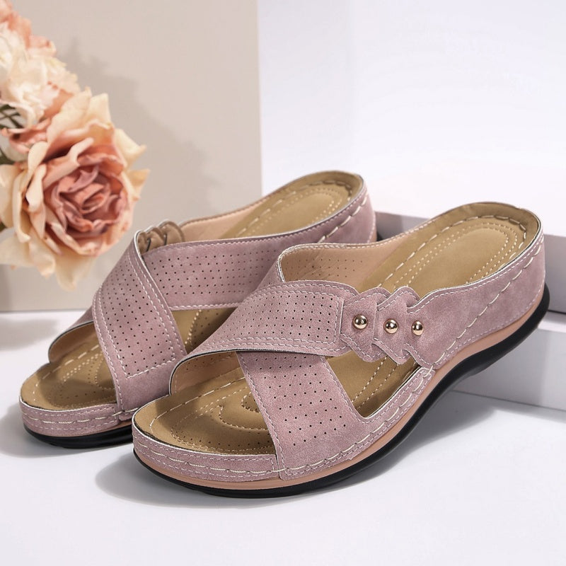 Shawen - Casual Cross Strap Wedge Sandals