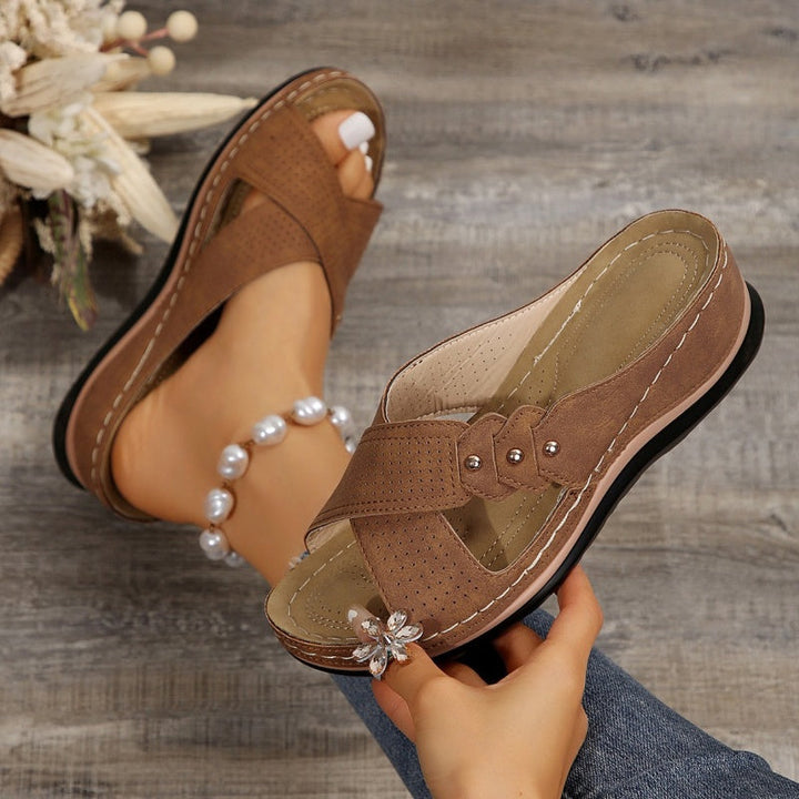 Shawen - Casual Cross Strap Wedge Sandals