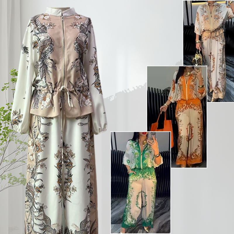 Katya - Elegant Floral Print Two Piece Set