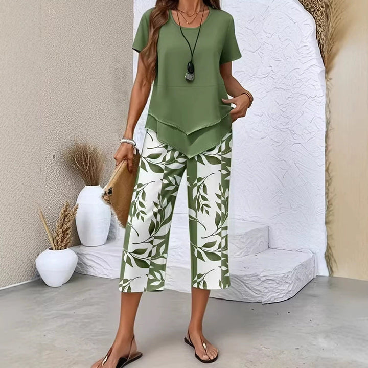Deboria - Short Sleeve Two Piece Set