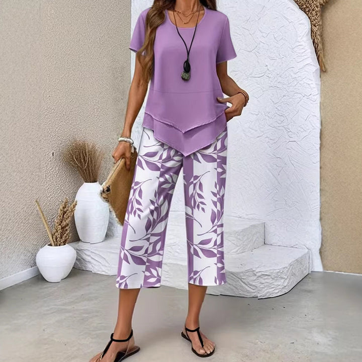 Deboria - Short Sleeve Two Piece Set