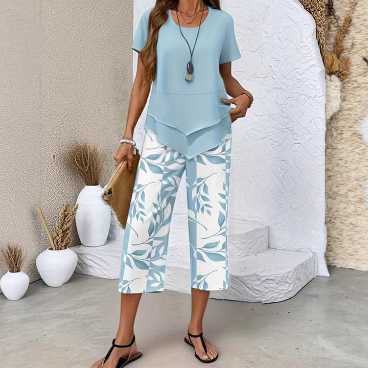 Deboria - Short Sleeve Two Piece Set