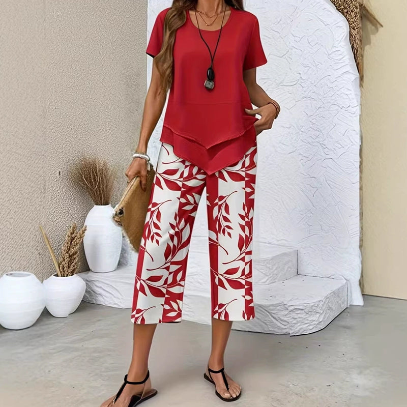 Deboria - Short Sleeve Two Piece Set