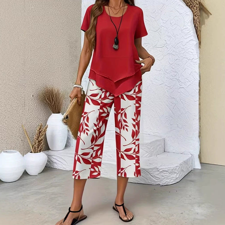 Deboria - Short Sleeve Two Piece Set