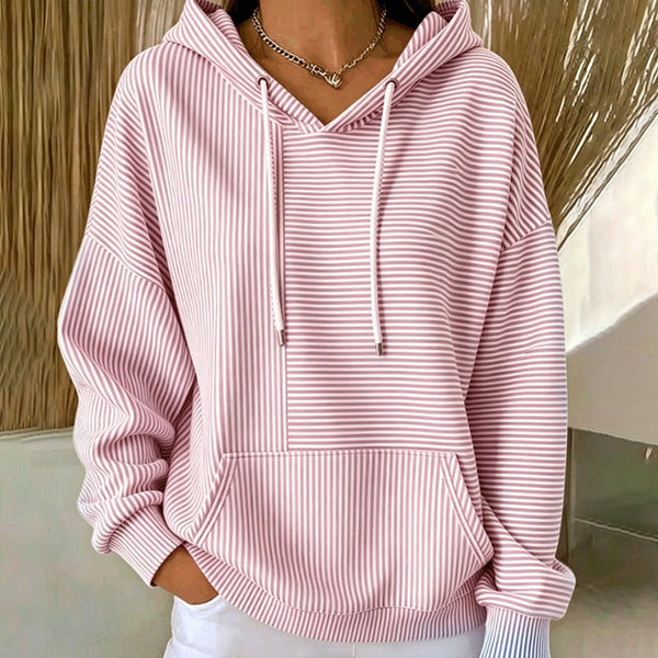 Nicoisuva - Striped Hoodie With Drawstring and Kangaroo Pocket