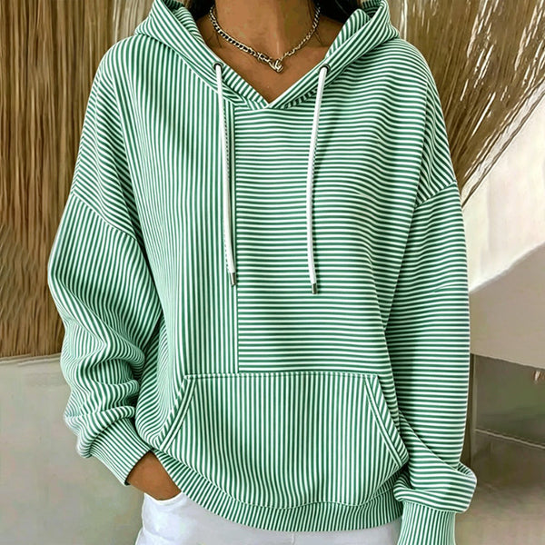 Nicoisuva - Striped Hoodie With Drawstring and Kangaroo Pocket