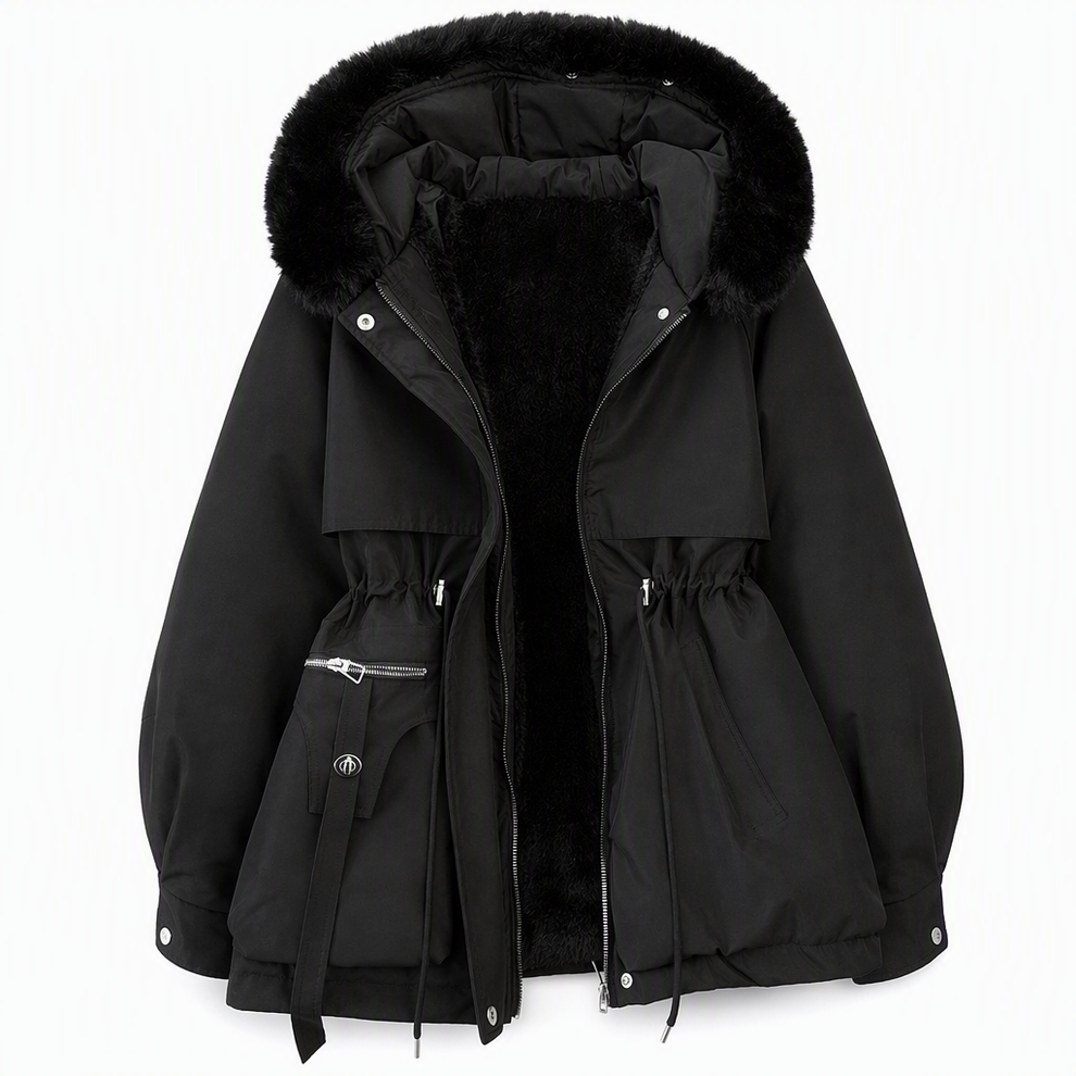 Rosaeaova - Faux Fur Hooded Winter Jacket
