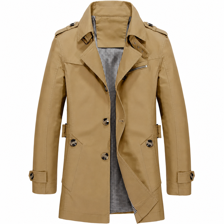 Brigenette - Coat With Notched Collar and Button Closure