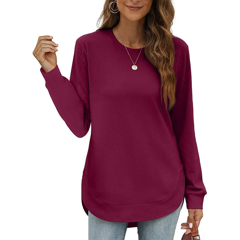 Paloine - Crew Neck Sweatshirt With Curved Hem