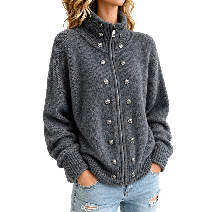 Laurea - Knitted Cardigan With Decorative Button