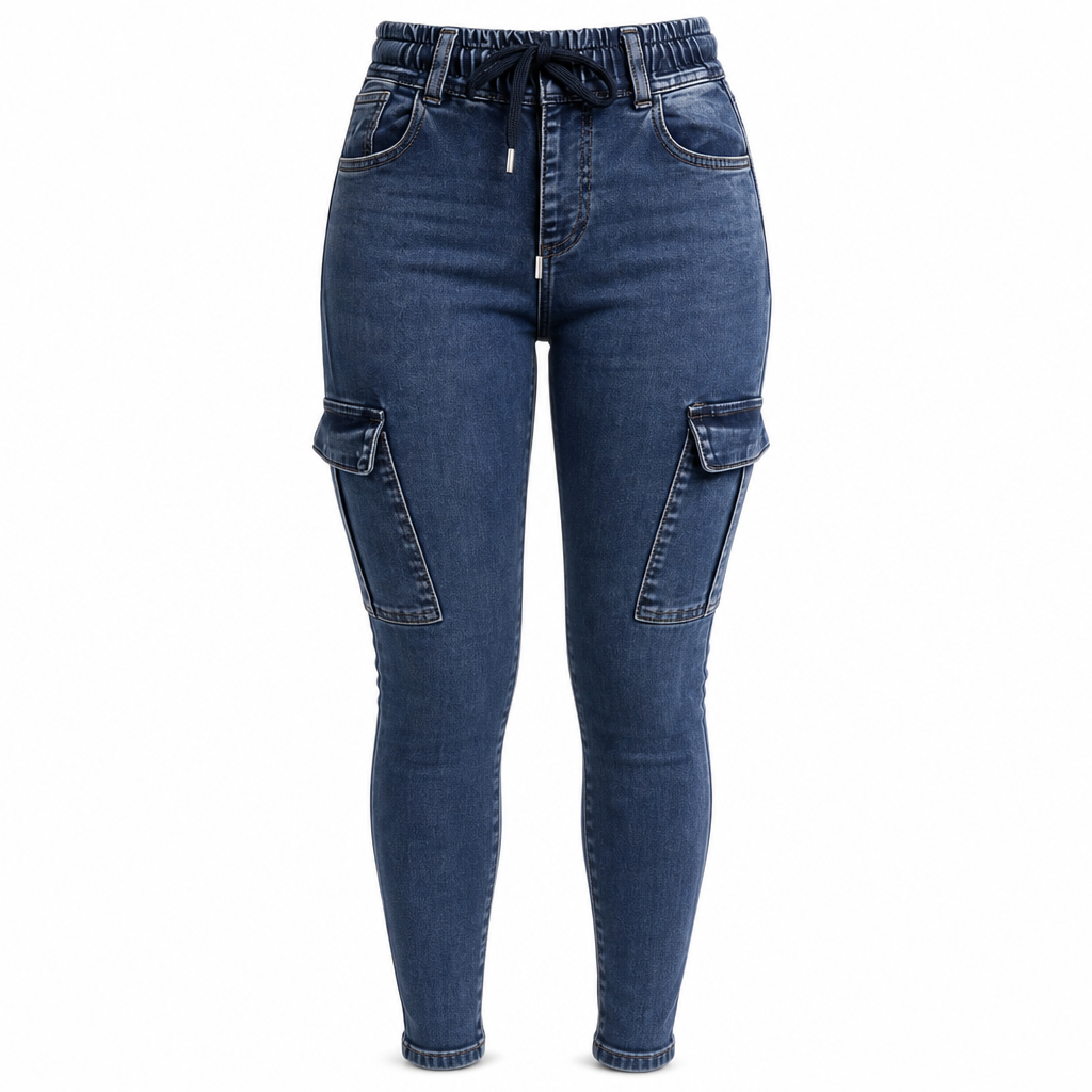 Petrea - High Waisted Strech Cargo Jeans