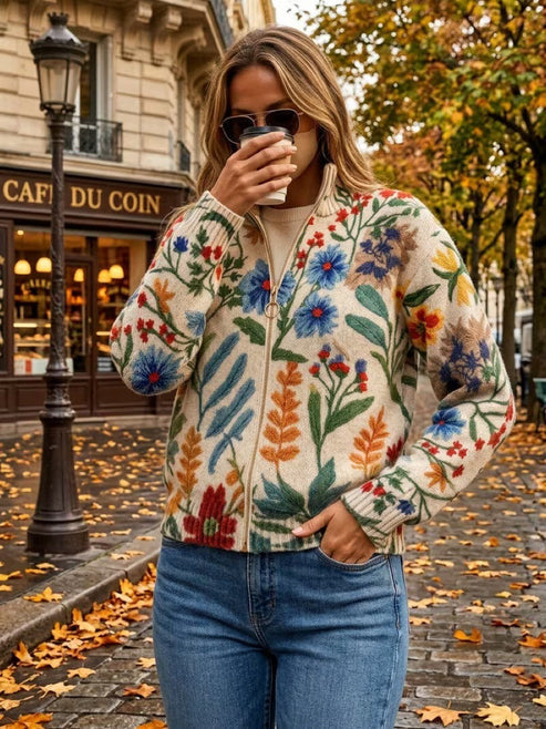 Paloana - Floral Zip Cardigan