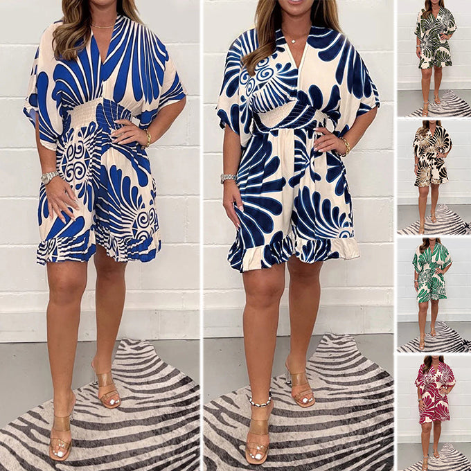 Linoya - Mini Dress With Bold Botanical Print
