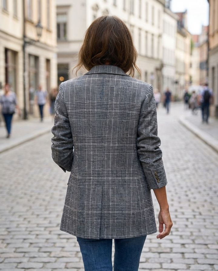 Basia – Stylish Checked Winter Blazer