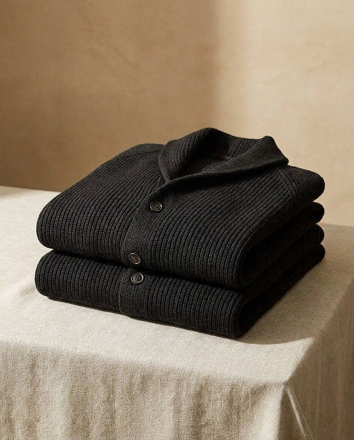 Viktitha - Shawl Collar Button-Up Knit Cardigan