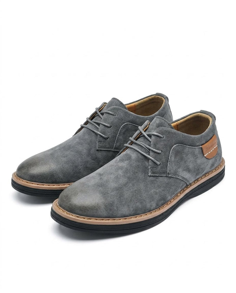 Falkian - Suede Lace-Up Shoes With Contrast Stitching