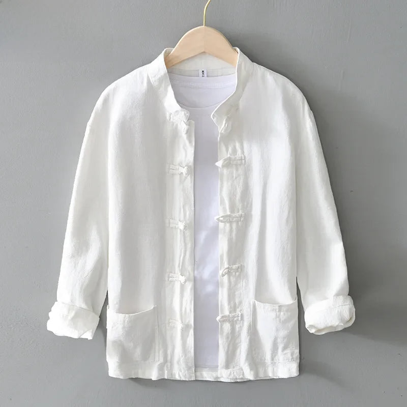 Ffinian - Cotton And Linen Mandarin Shirt